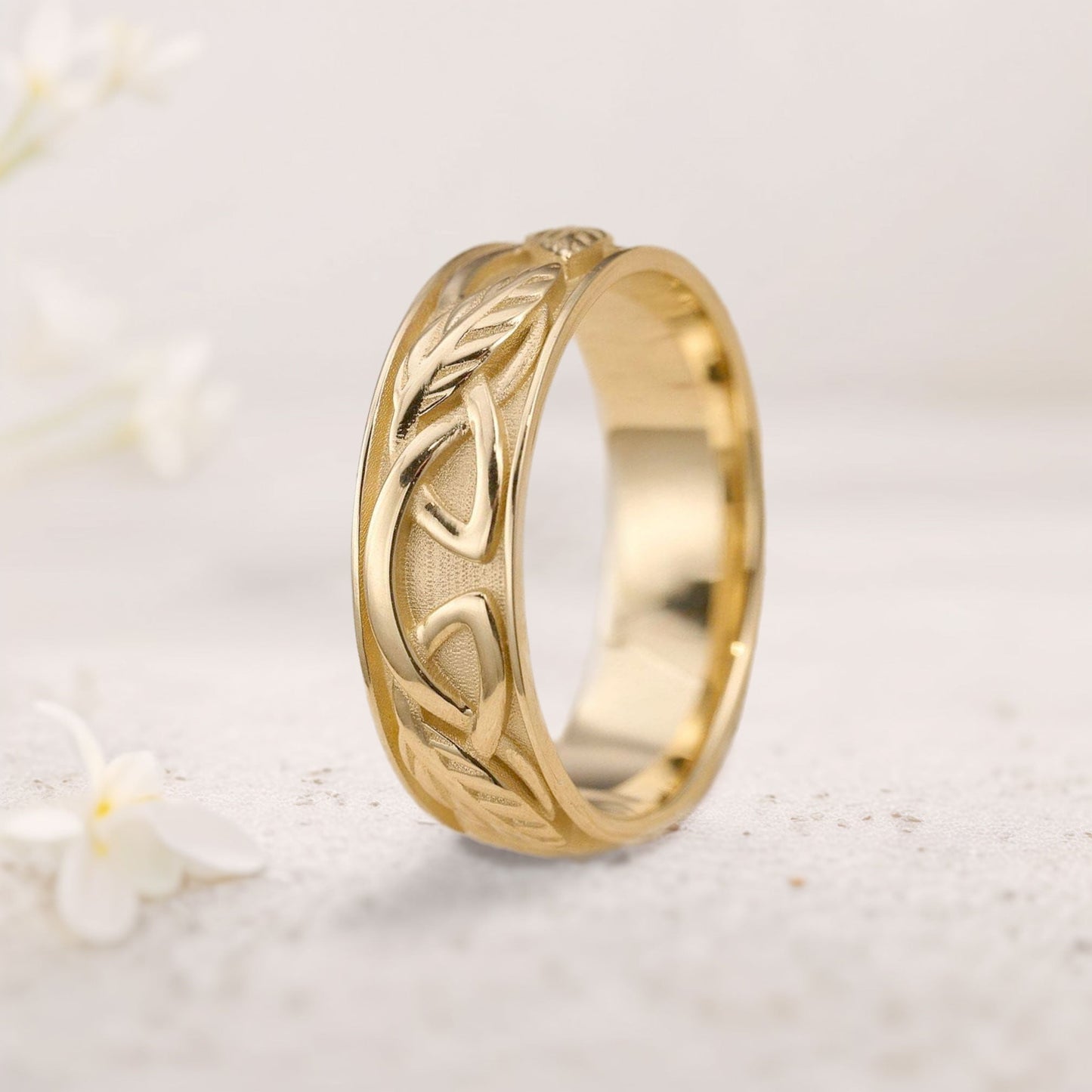 Unique floral engagement rings Celtic knot Wedding band lrish inspired ring For Men