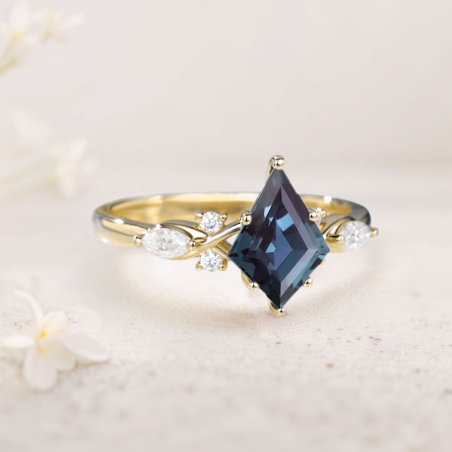 Unique Kite Alexandrite Engagement Ring