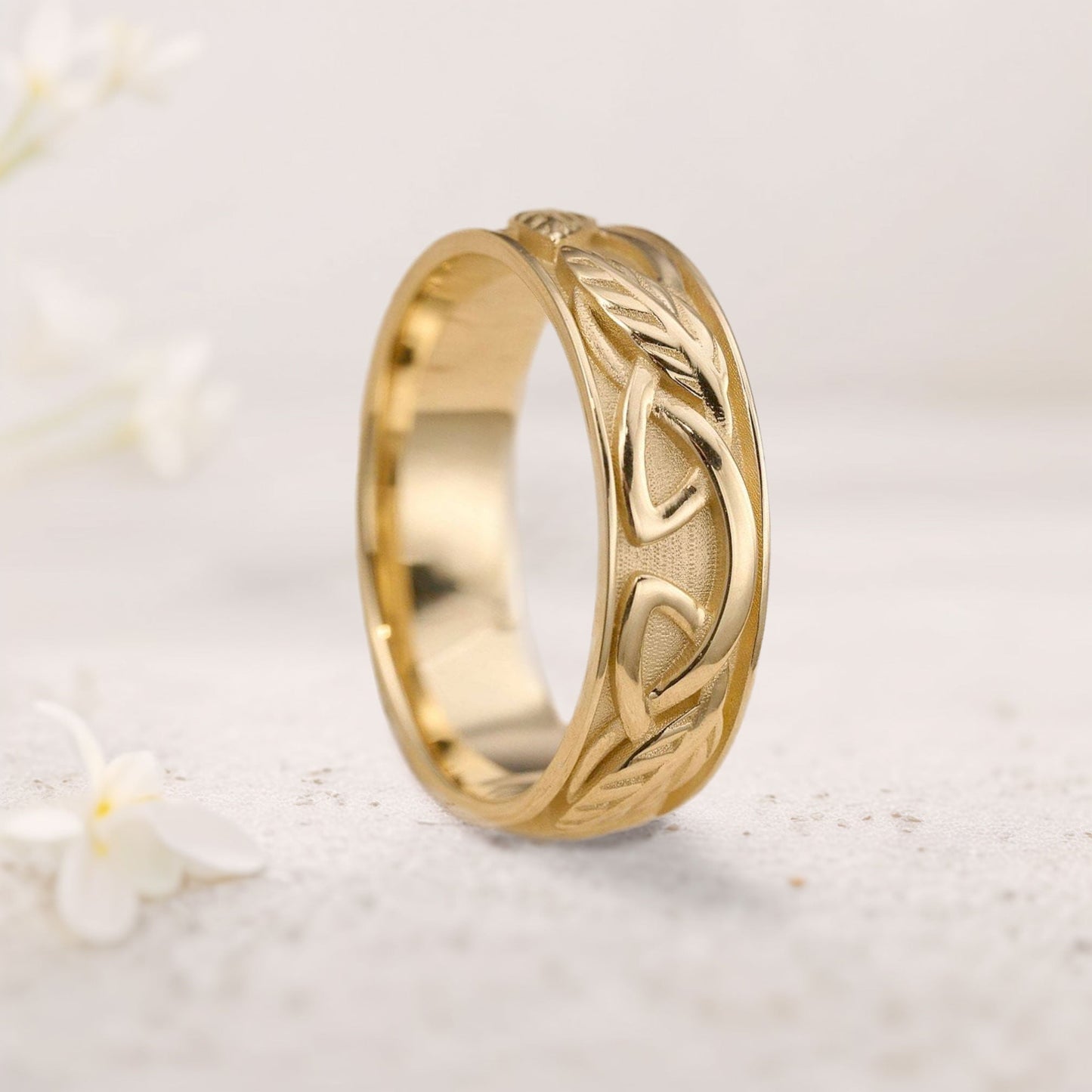 Unique floral engagement rings Celtic knot Wedding band lrish inspired ring For Men