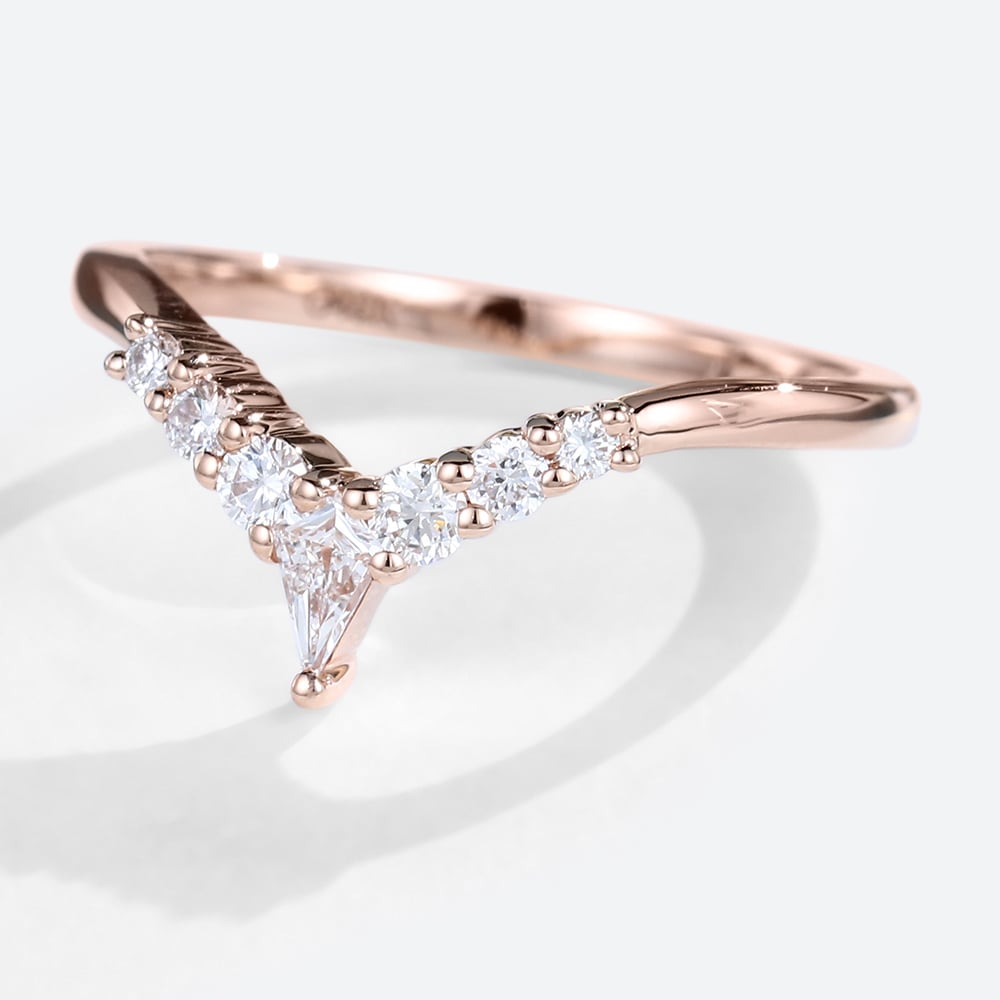 Unique Kite Moissanite Curved Wedding Band Moissanite Stacked Wedding Ring