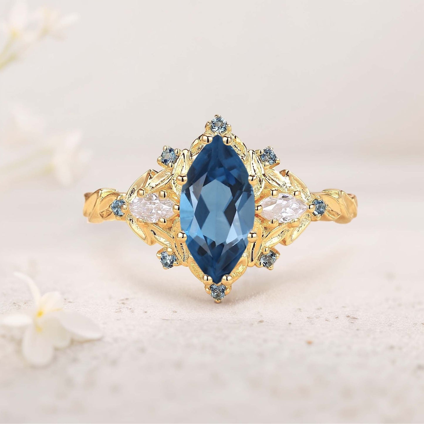 Unique floral engagement rings Marquise Amethyst Fairy Ring Engagement Ring