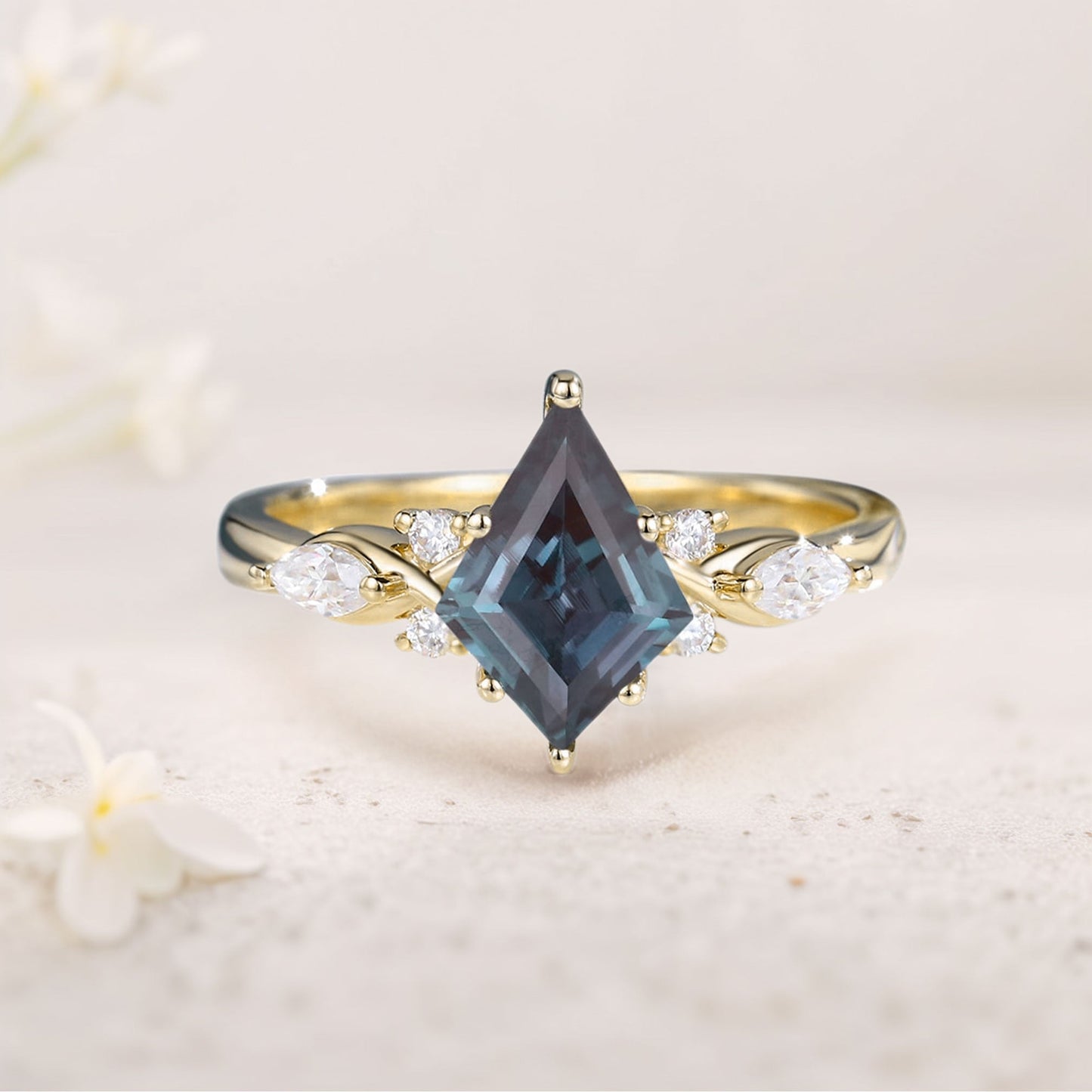 Unique Kite Alexandrite Engagement Ring