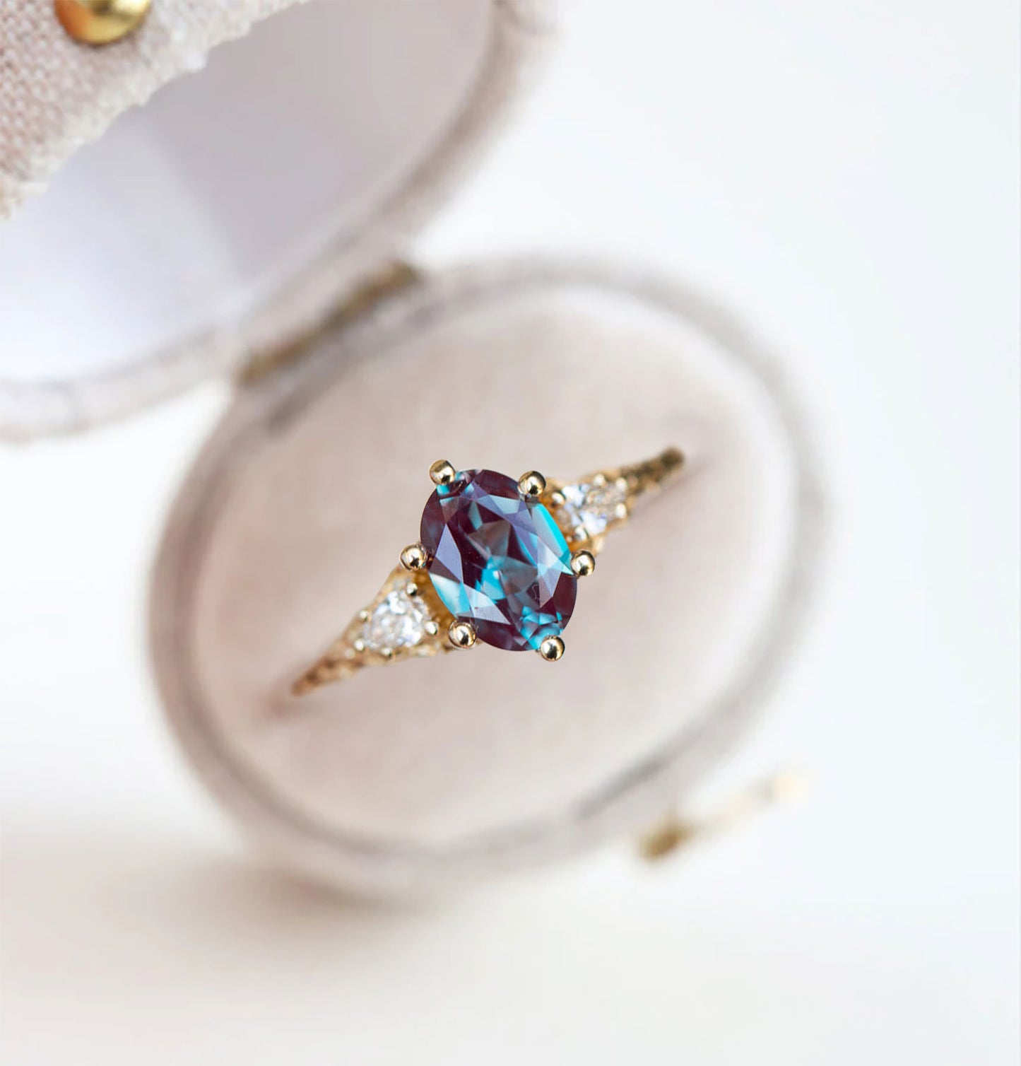 Unique Aspen Oval Lab Alexandrite Ring