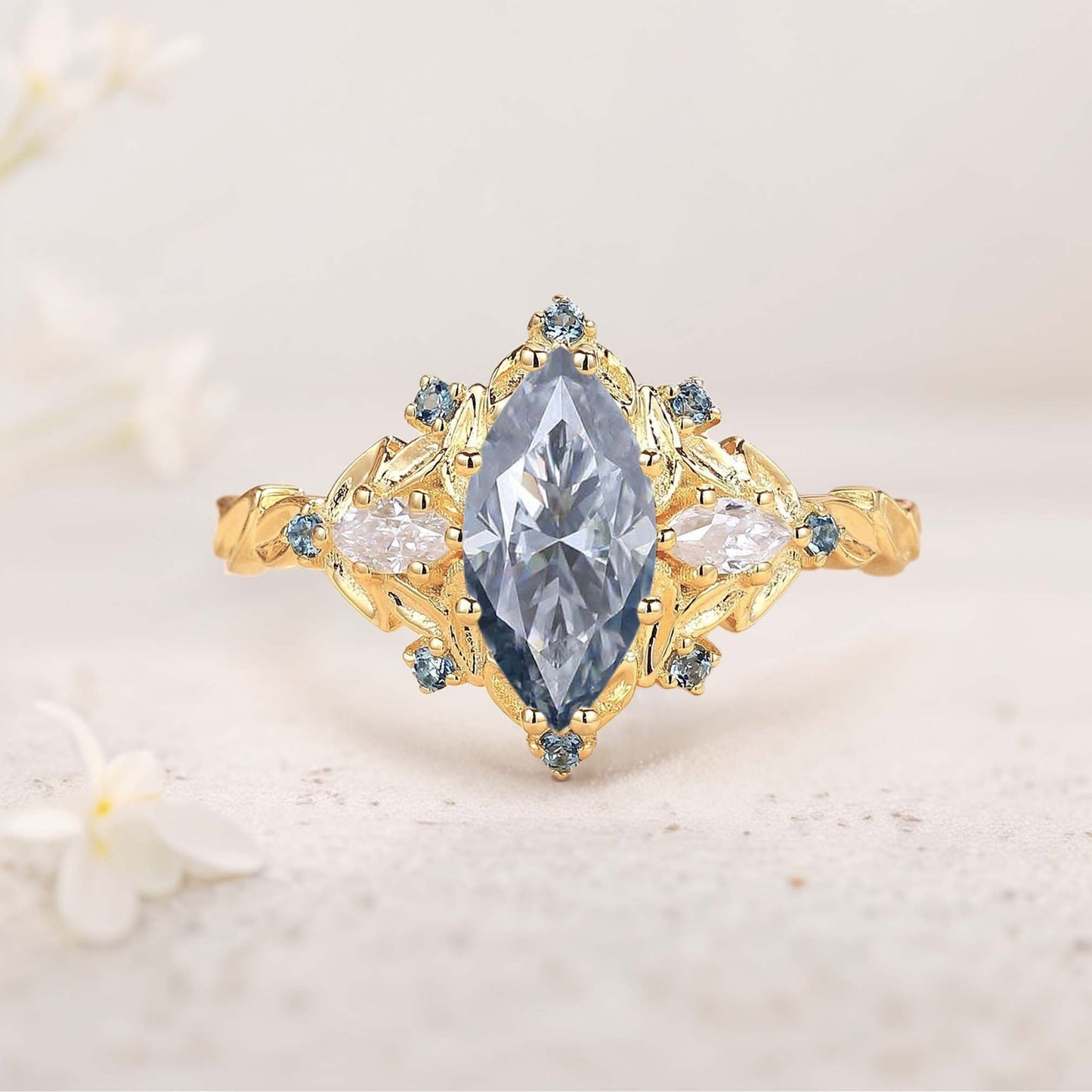 Unique floral engagement rings Marquise Amethyst Fairy Ring Engagement Ring