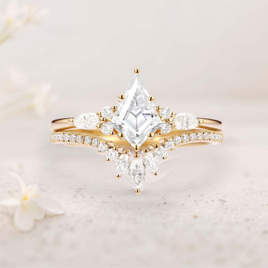 Unique floral engagement rings Kite Moissanite Classic Engagement Ring Set