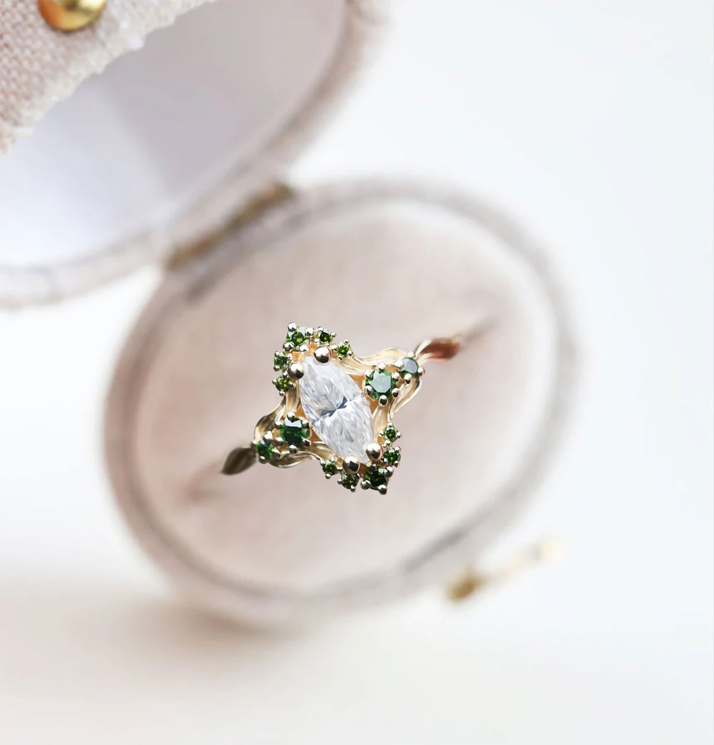 Unique Astraea Half Halo Marquise Moissanite Ring