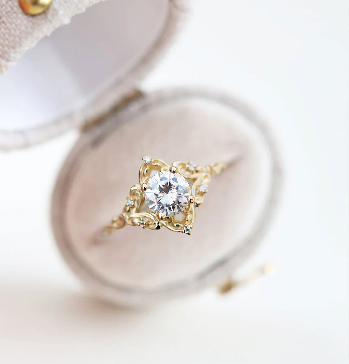 Unique Aurora Round Moissanite Ring