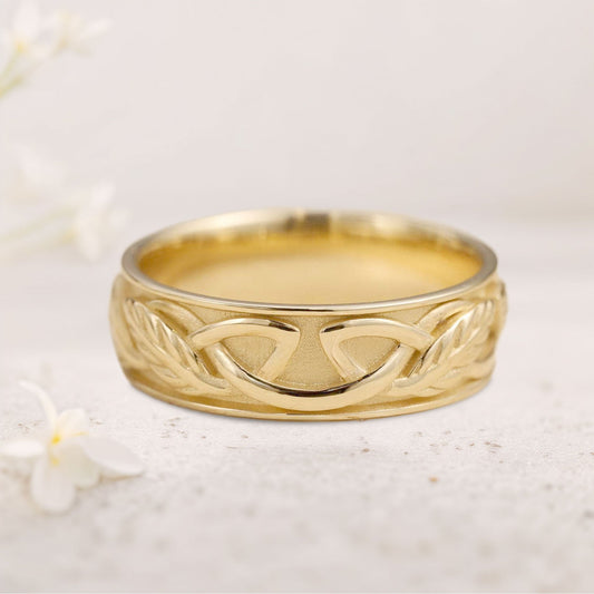 Unique floral engagement rings Celtic knot Wedding band lrish inspired ring For Men