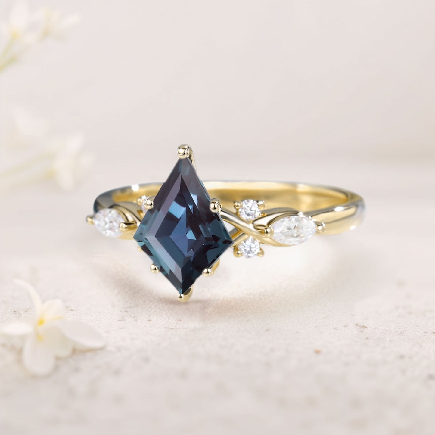 Unique Kite Alexandrite Engagement Ring