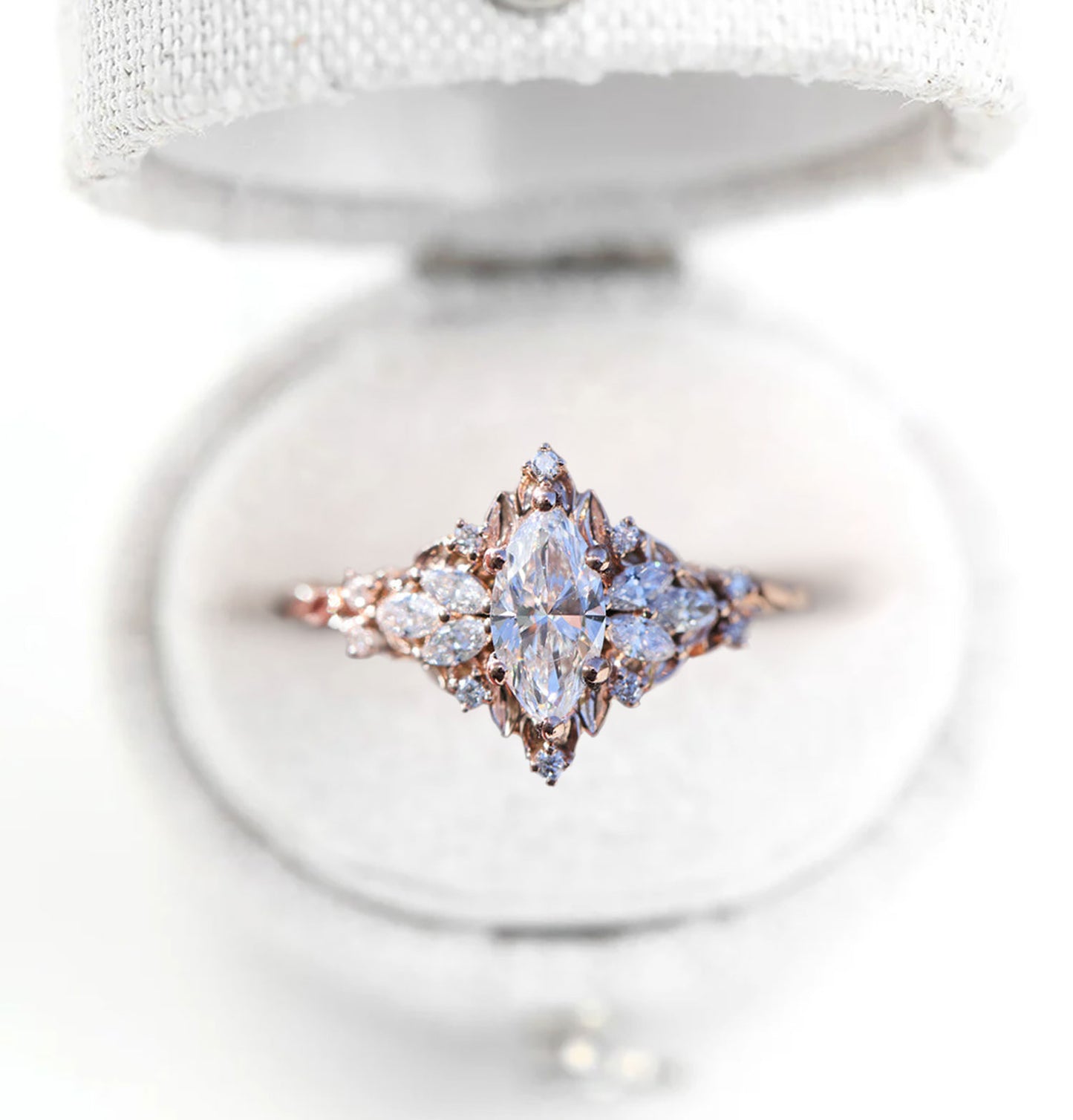 Unique Starlight Marquise Moissanite Ring