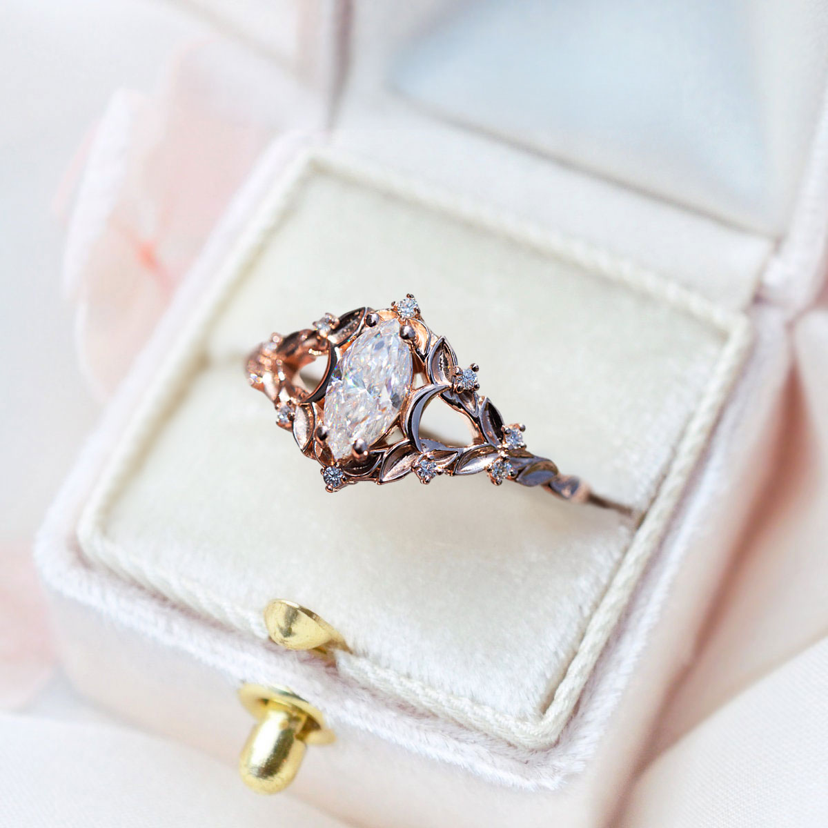 Unique Briar Moon Marquise Moissanite Ring