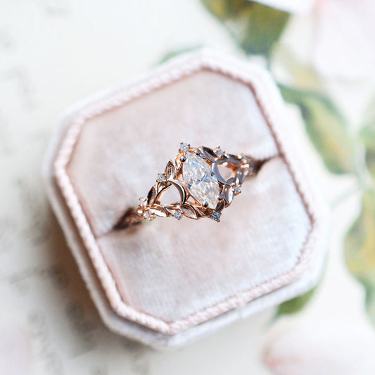 Unique Briar Moon Marquise Moissanite Ring