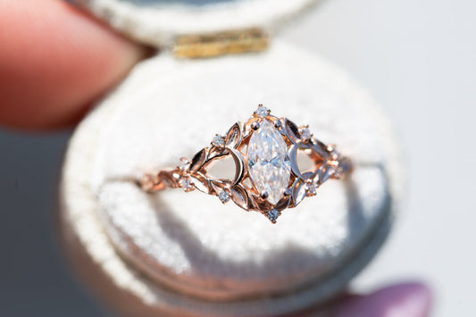 Unique Briar Moon Marquise Moissanite Ring