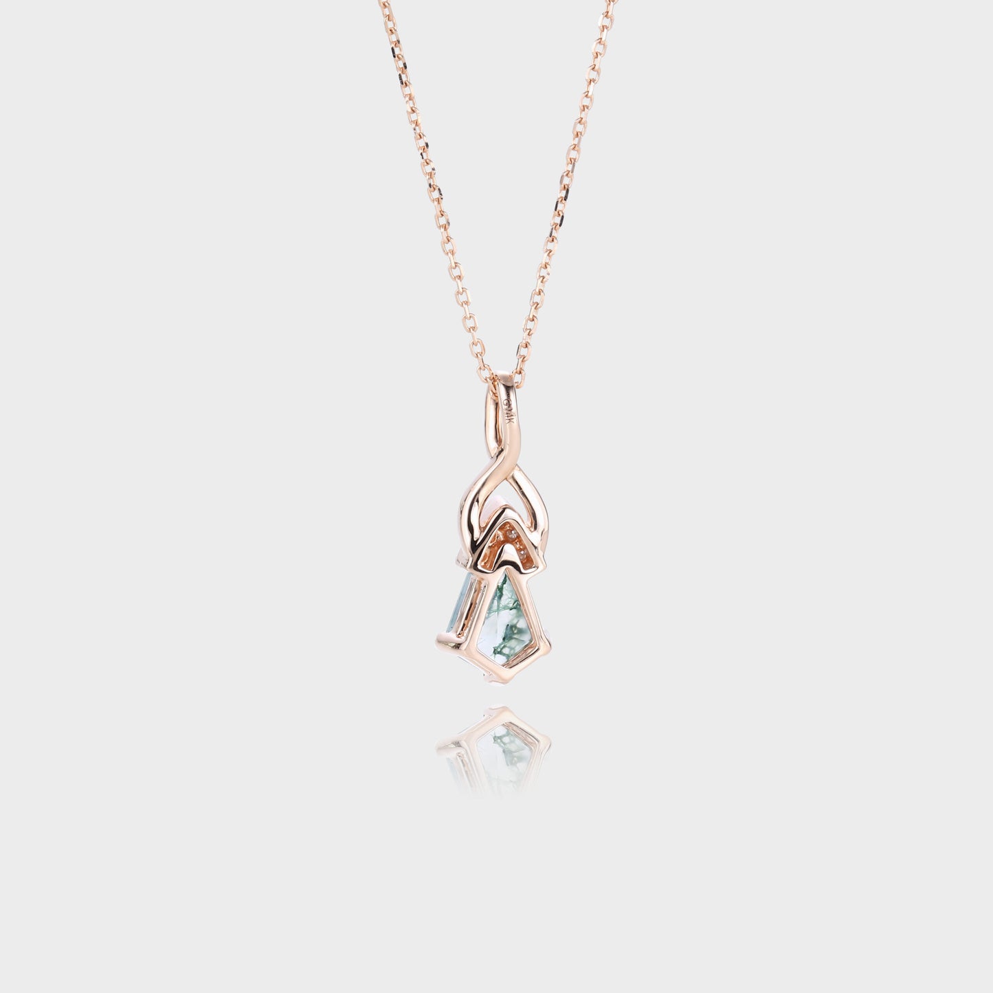 Unique Kite Cut Moss Agate Necklace Fishtail Pendant Necklace