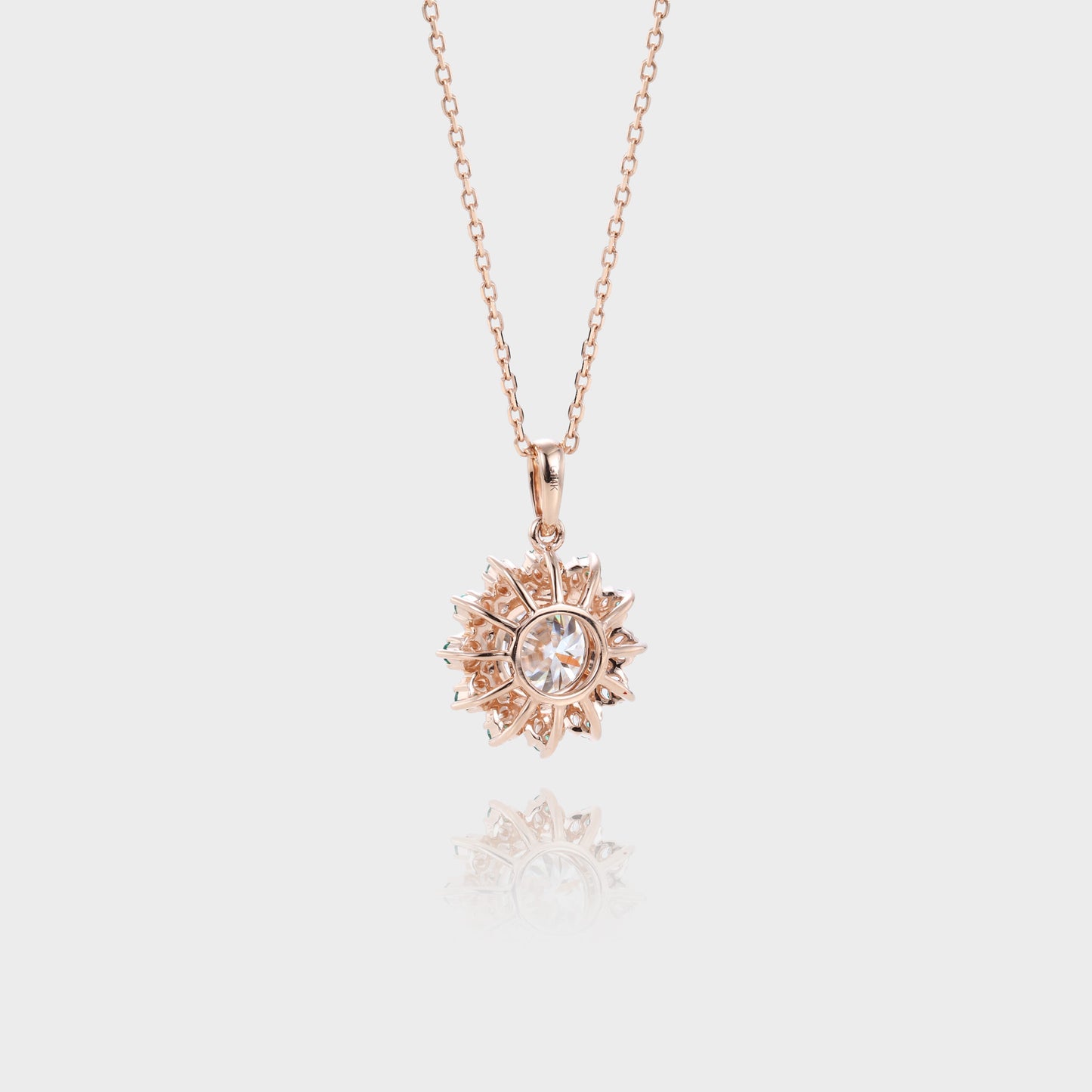 Unique Round Cut Moissanite Necklace Emerald Halo Accented Pendant Gift For Women