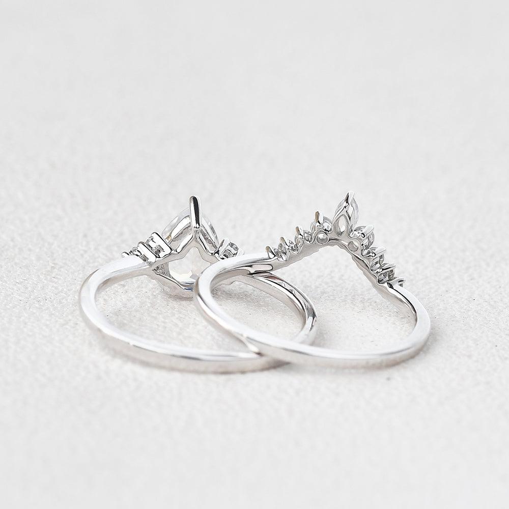 Vintage Pear Moonstone Ring Set