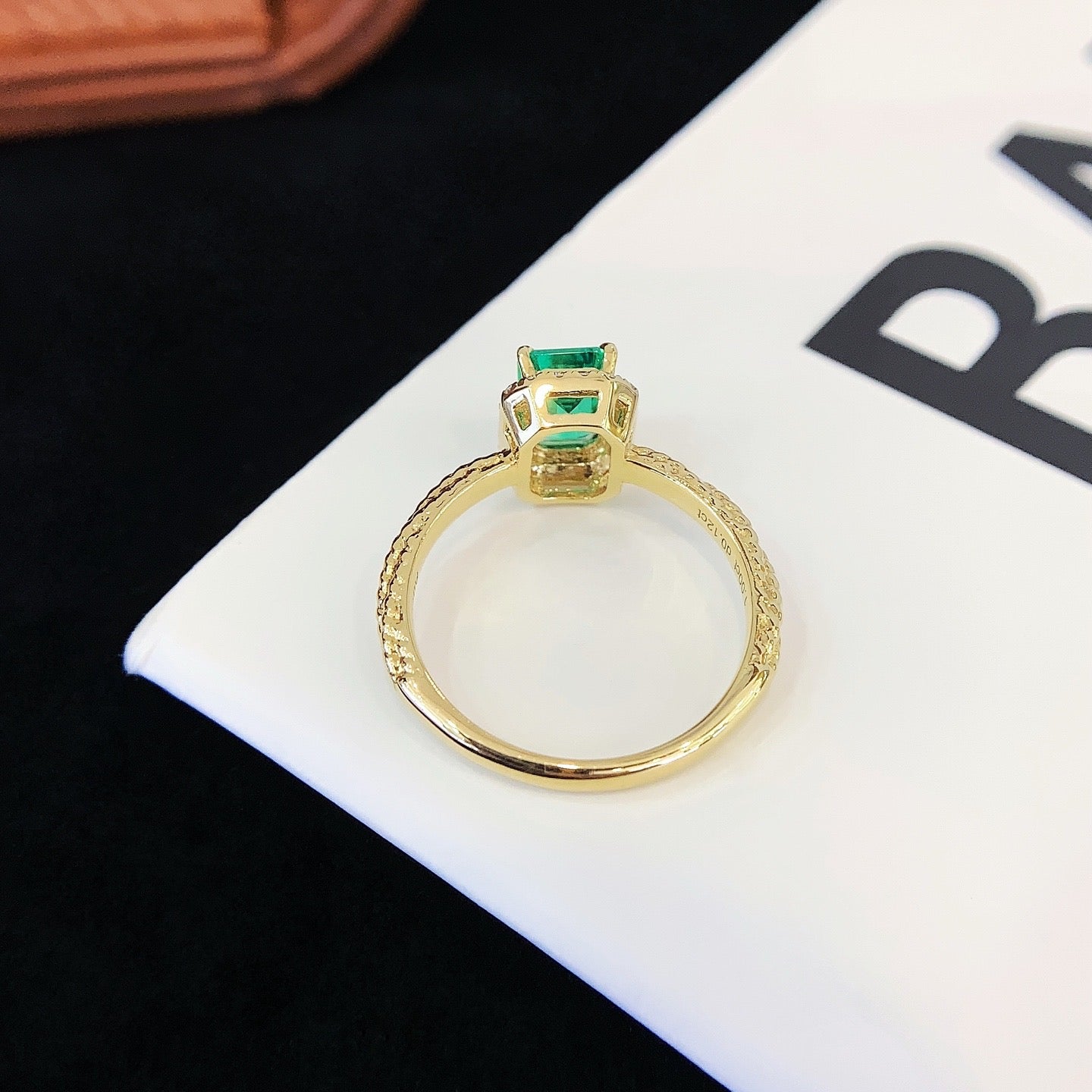 Vintage Emerald cut Emerald Engagement Ring Moissanite cluster Wedding Ring