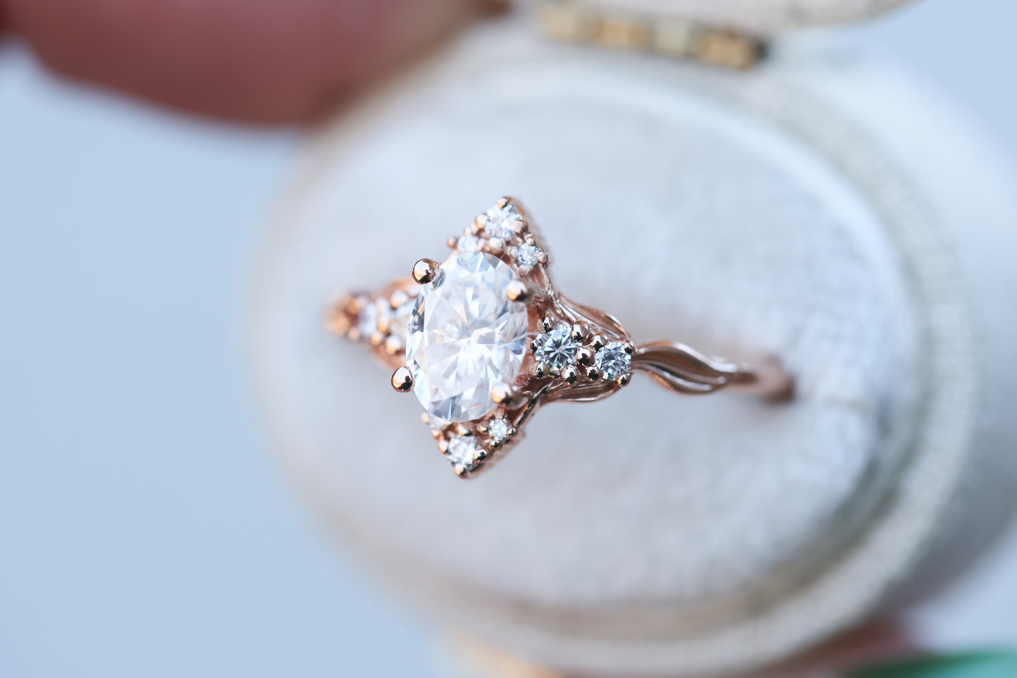 Unique Galadriel Oval Moissanite Engagement Ring