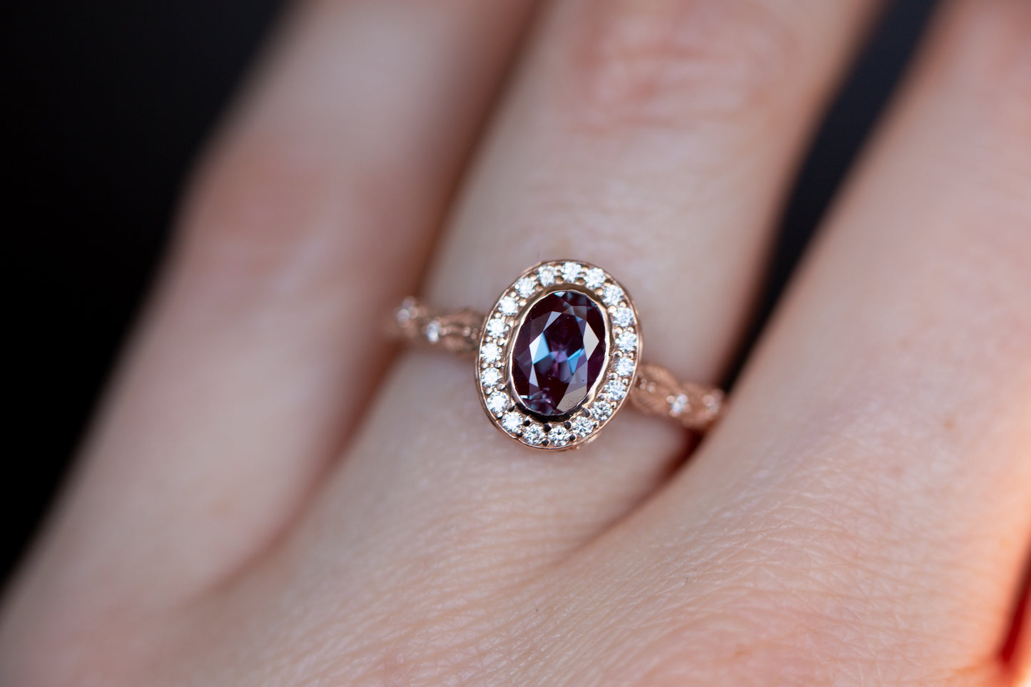 Unique Crown of Thorns Oval Lab Alexandrite Ring